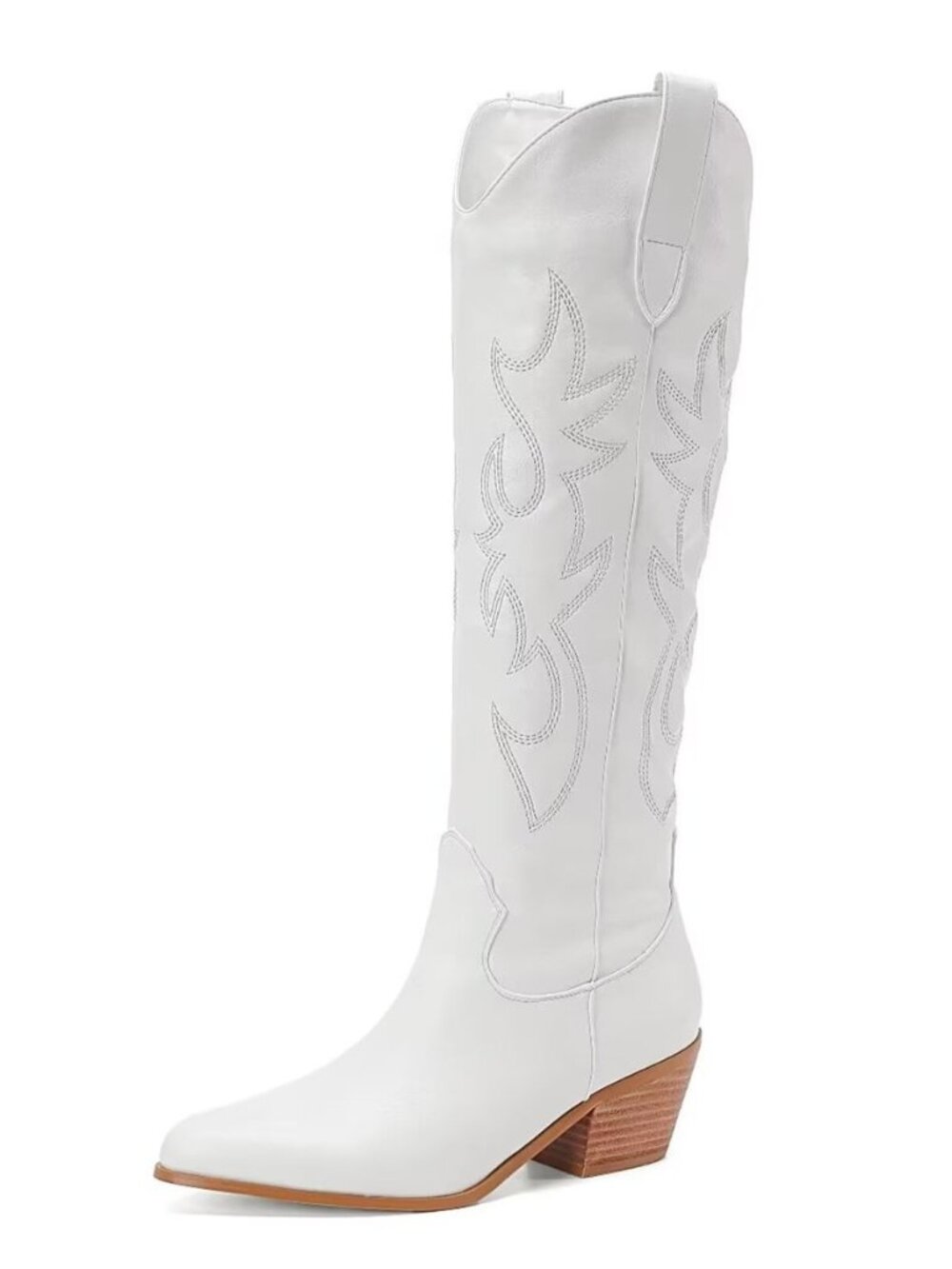 Women's Embroidered Western Gold Cowboy Boots Mid Calf Metal PU Medium Heel Gold